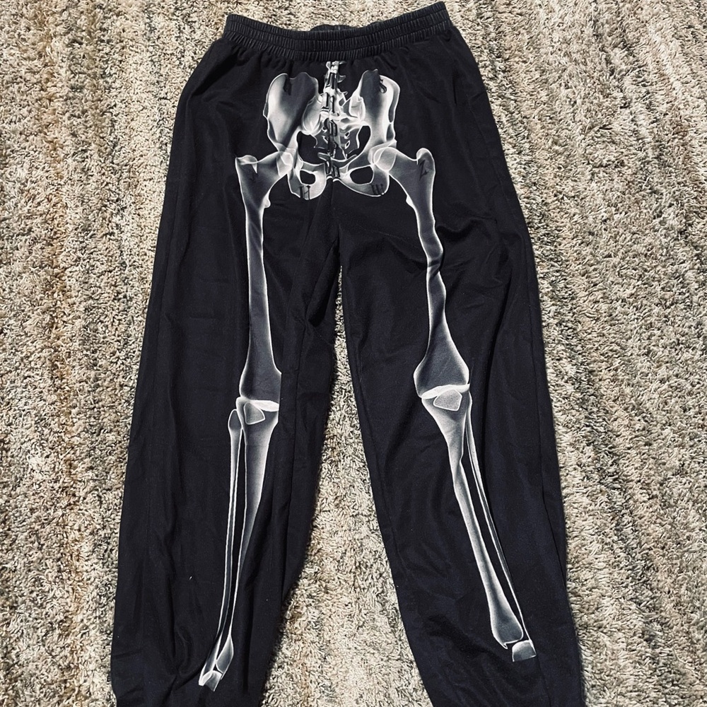 ROMWE Black Joggers with Skeleton Design